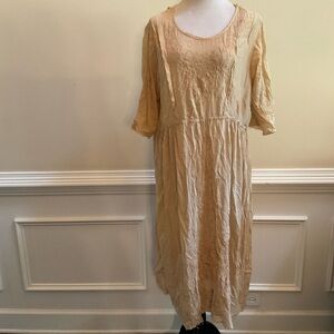 Magnolia Pearl Semi Sheer Silk Blend Langenlook Embroidered Floral Dress Size OS